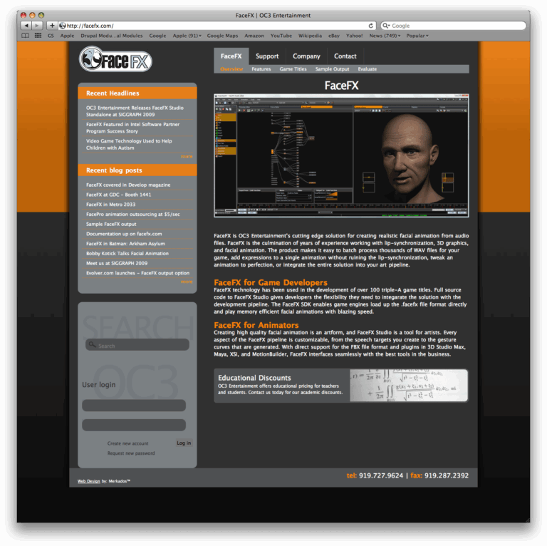 FaceFX Website Design